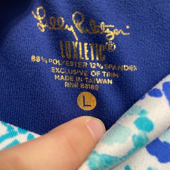 Lilly Pulitzer Luxletic Weekender Blue Pink Crop Leggings Women’s Size Large - Picture 4 of 8